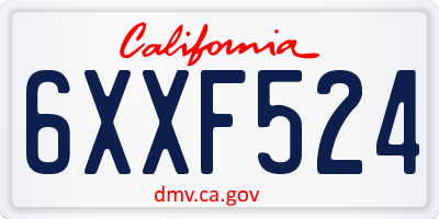 CA license plate 6XXF524