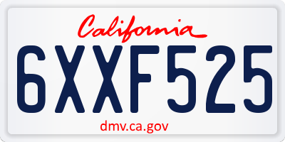 CA license plate 6XXF525