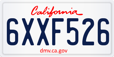 CA license plate 6XXF526