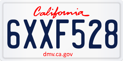 CA license plate 6XXF528