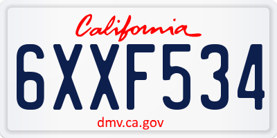 CA license plate 6XXF534