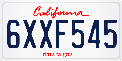CA license plate 6XXF545