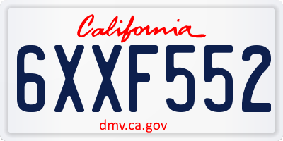CA license plate 6XXF552