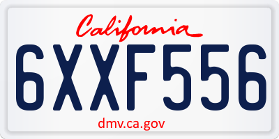 CA license plate 6XXF556