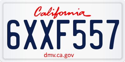 CA license plate 6XXF557
