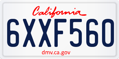 CA license plate 6XXF560