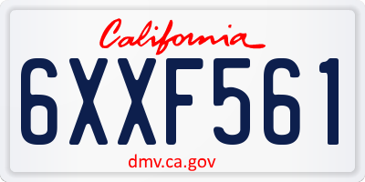 CA license plate 6XXF561