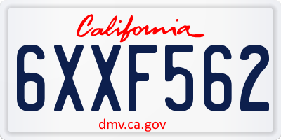 CA license plate 6XXF562