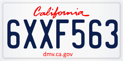 CA license plate 6XXF563