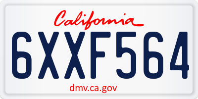 CA license plate 6XXF564