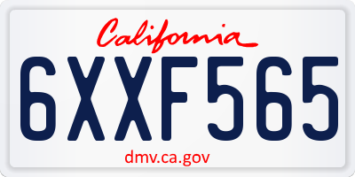 CA license plate 6XXF565