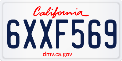 CA license plate 6XXF569