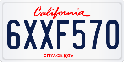 CA license plate 6XXF570