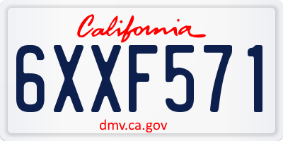 CA license plate 6XXF571
