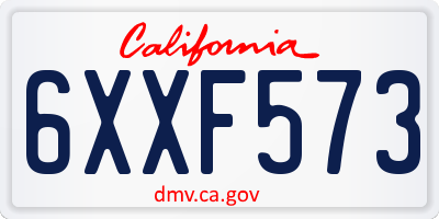 CA license plate 6XXF573