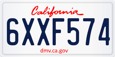 CA license plate 6XXF574