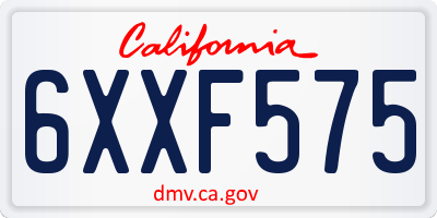 CA license plate 6XXF575
