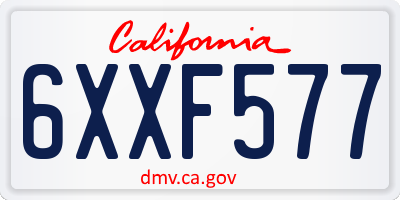CA license plate 6XXF577