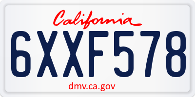 CA license plate 6XXF578