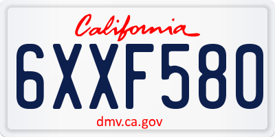 CA license plate 6XXF580