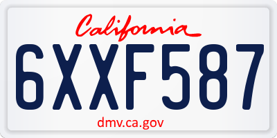 CA license plate 6XXF587