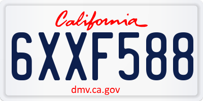 CA license plate 6XXF588