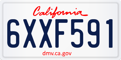 CA license plate 6XXF591
