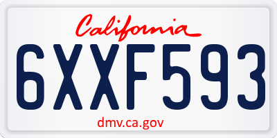 CA license plate 6XXF593