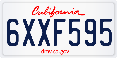 CA license plate 6XXF595