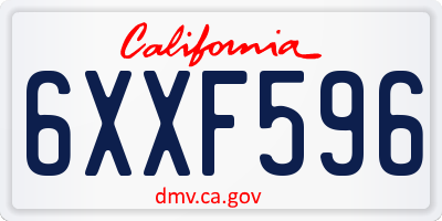 CA license plate 6XXF596
