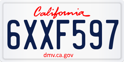 CA license plate 6XXF597