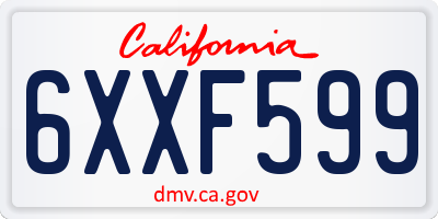 CA license plate 6XXF599