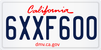 CA license plate 6XXF600