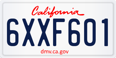 CA license plate 6XXF601