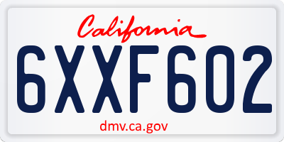 CA license plate 6XXF602