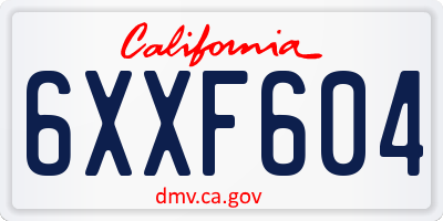 CA license plate 6XXF604