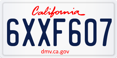 CA license plate 6XXF607