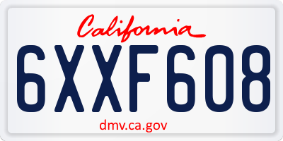 CA license plate 6XXF608