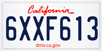CA license plate 6XXF613