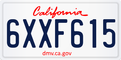 CA license plate 6XXF615