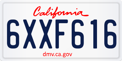 CA license plate 6XXF616