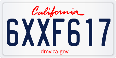 CA license plate 6XXF617