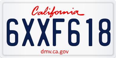 CA license plate 6XXF618