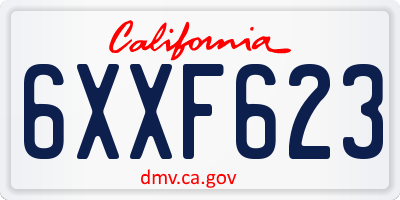 CA license plate 6XXF623