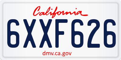 CA license plate 6XXF626