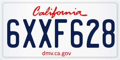 CA license plate 6XXF628