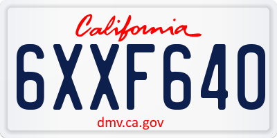 CA license plate 6XXF640