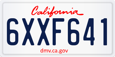 CA license plate 6XXF641