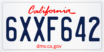 CA license plate 6XXF642