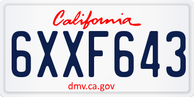 CA license plate 6XXF643